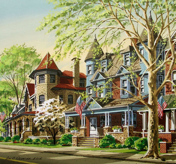 Mansions on Main Street Giclee by William Ressler