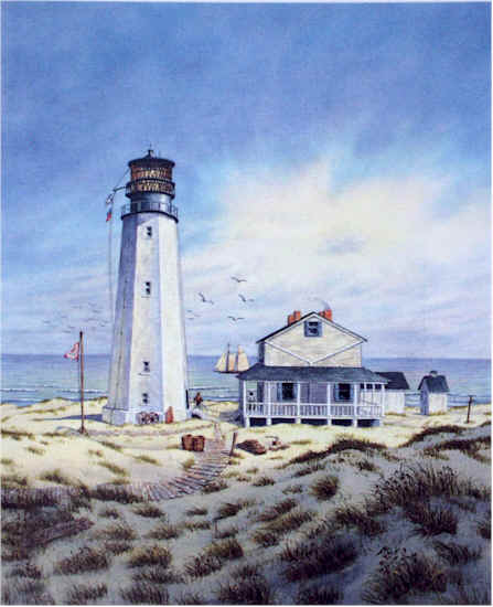 Cape Henlopen Light III (vertical) by William Dawson